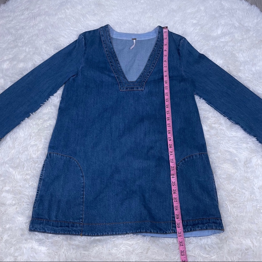 🚨SOLD🚨Free People Dreaming of Denim Bell Sleeve Tunic Top in Hendrix Blue - Picture 9 of 12